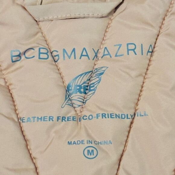 BCBGeneration Diagonal Seam Puffer Hooded Jacket Coral Pink Size Medium (8), NWT - Picture 15 of 16